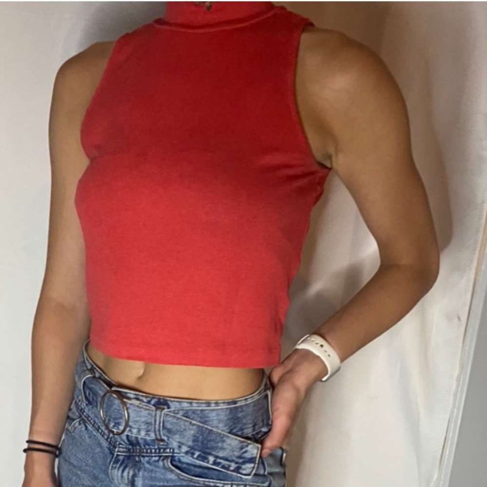 Red High Neck Forever 21 Crop top